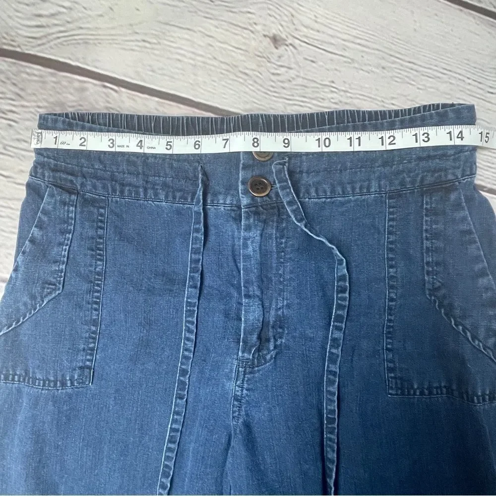 SOFT SURROUNDINGS women's soft blue tencel denim button cropped pants, size S P - Picture 11 of 13